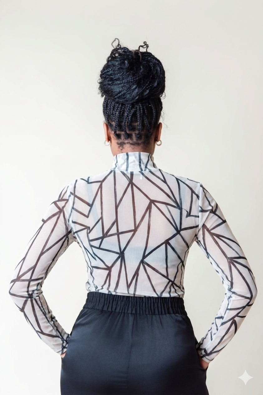 Turtle Neck Mesh Top