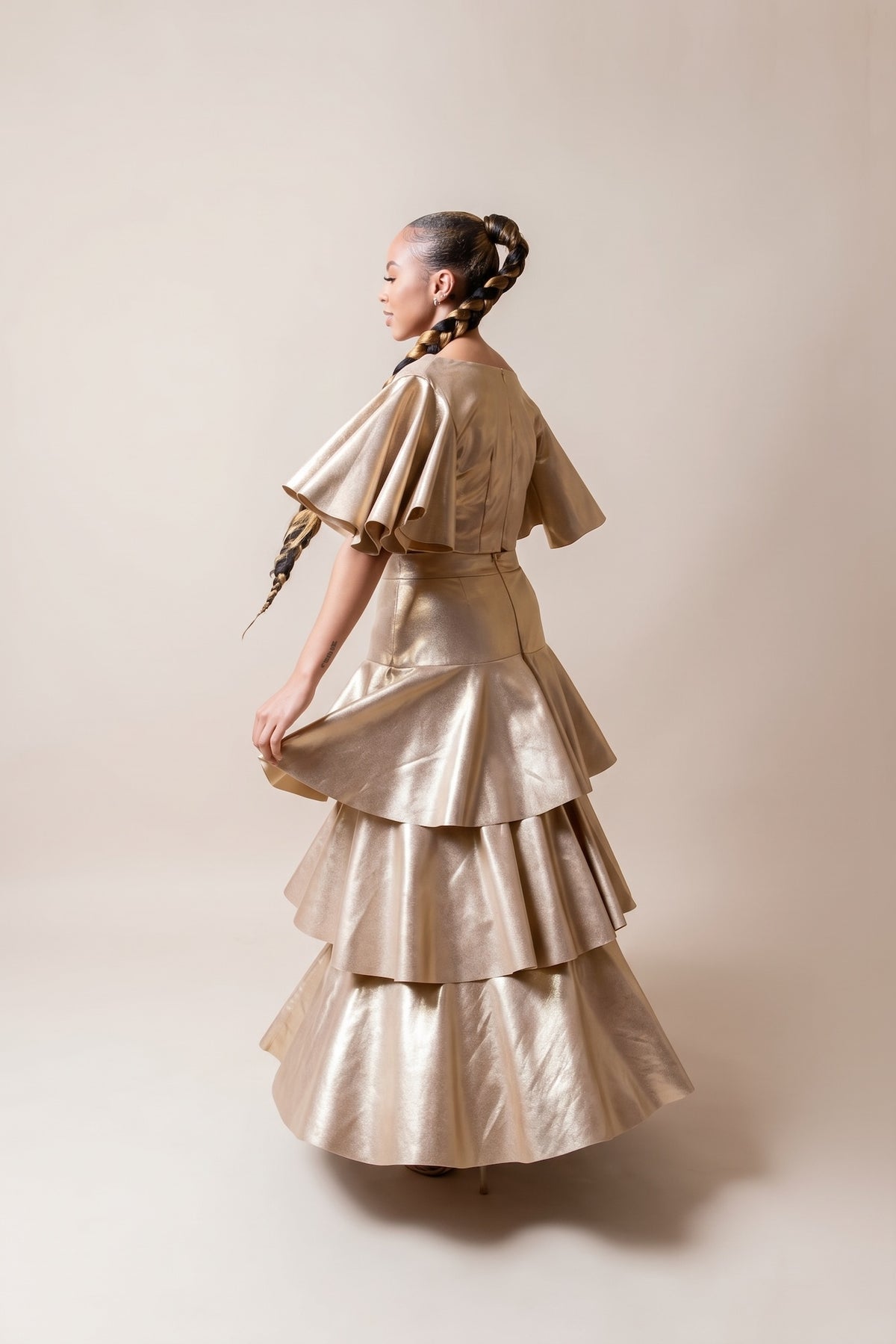 Waterfall pleather skirt