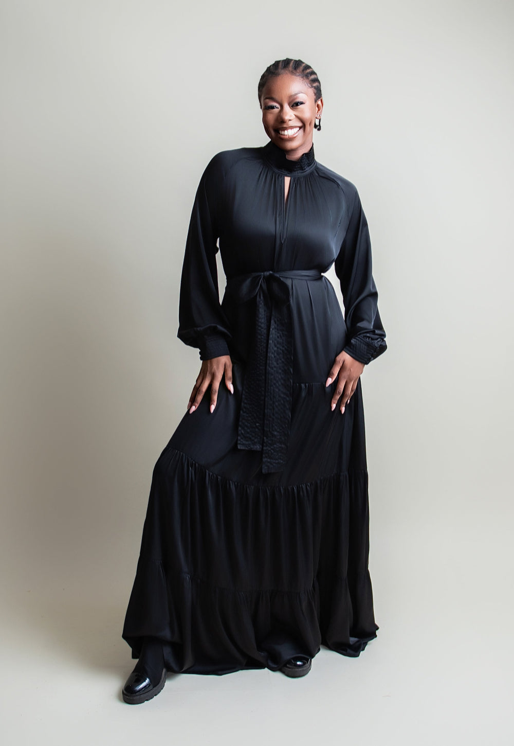 Fluidity baroque dress in black for women
