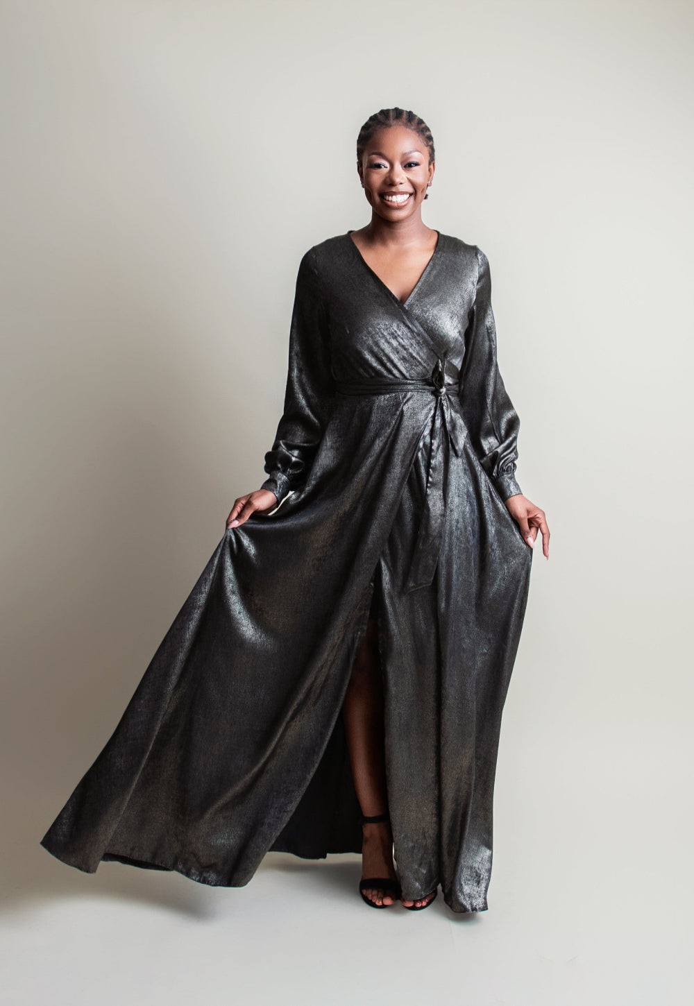 Satin wrap dress