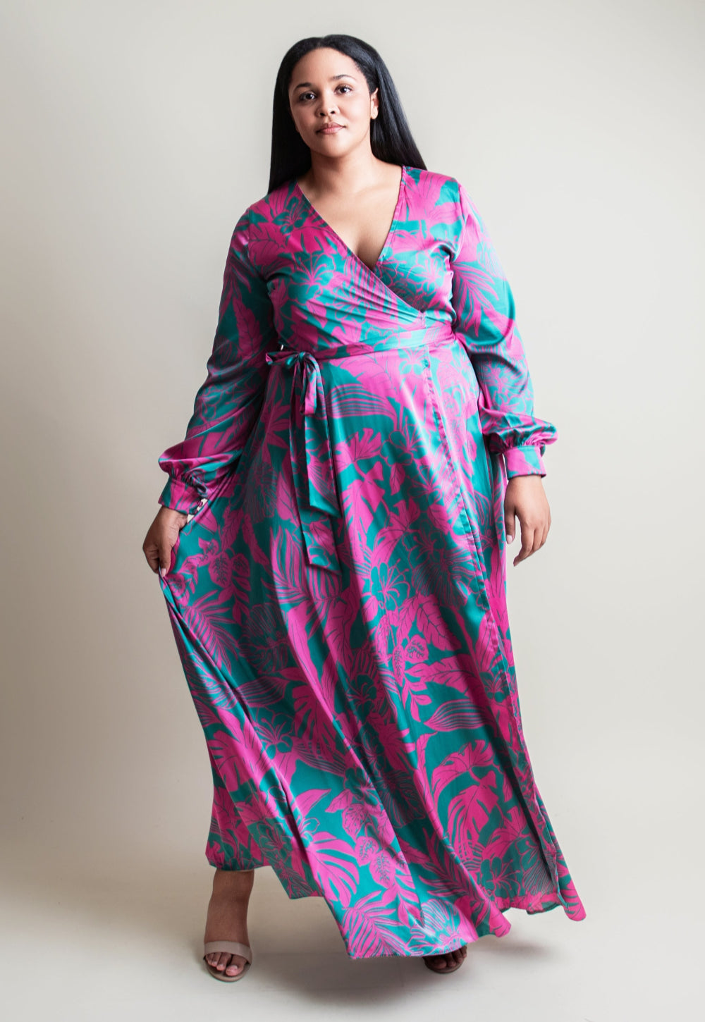 Satin wrap dress
