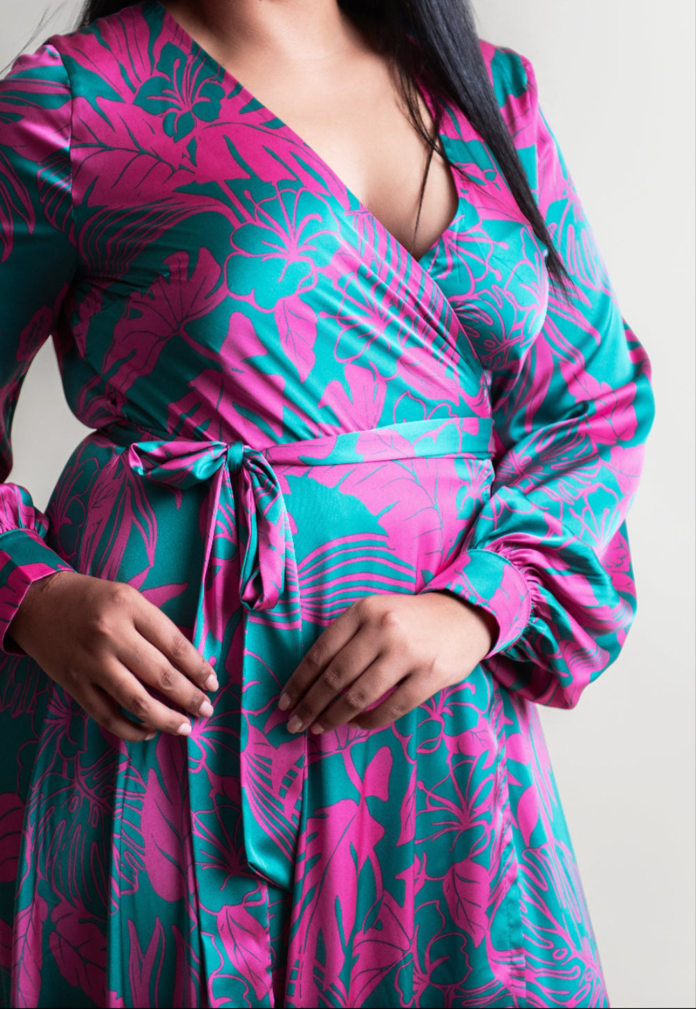 Satin wrap dress