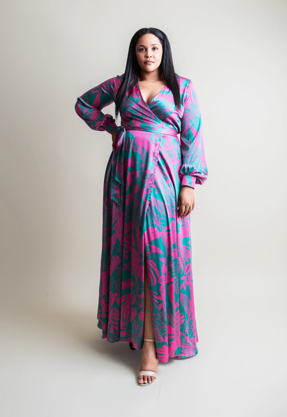 Satin wrap dress