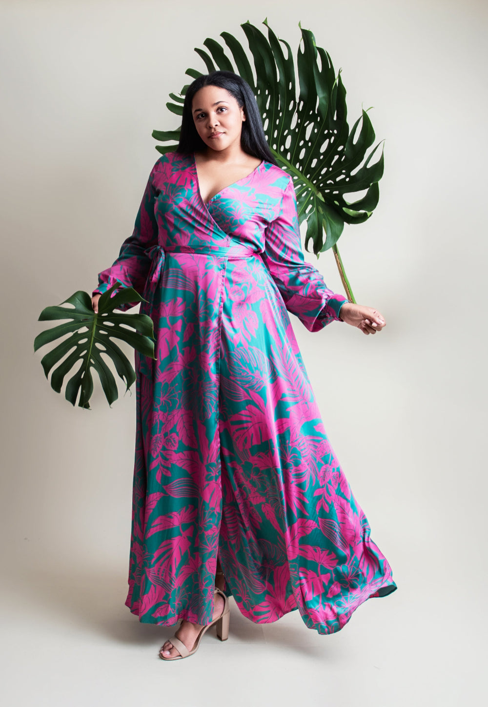 Satin wrap dress