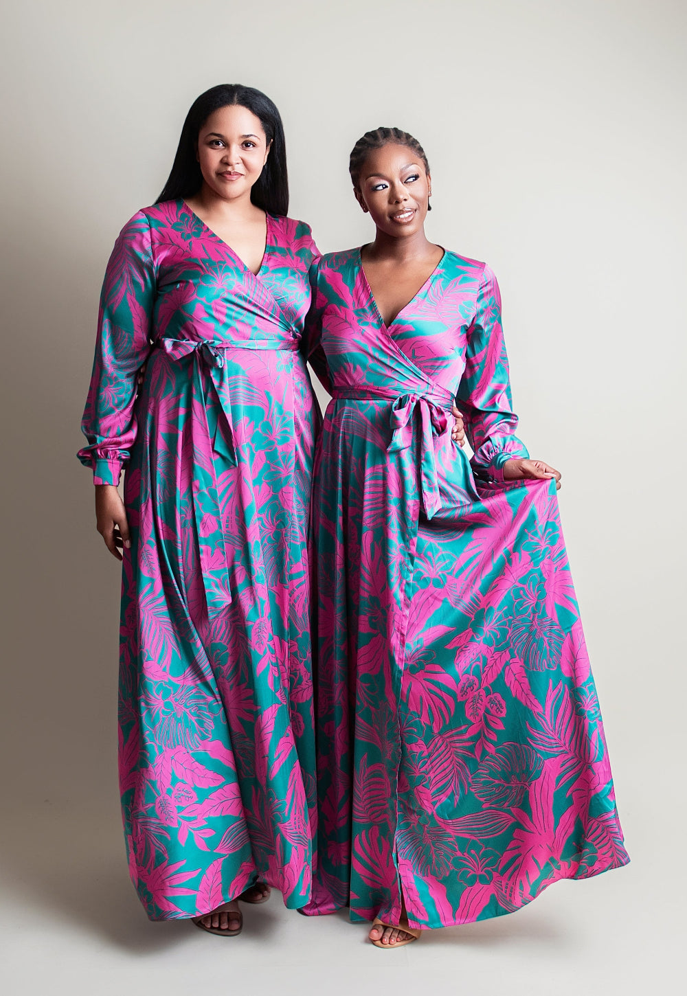 Satin wrap dress