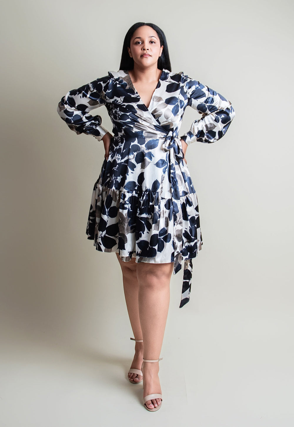 Mini satin wrap dress