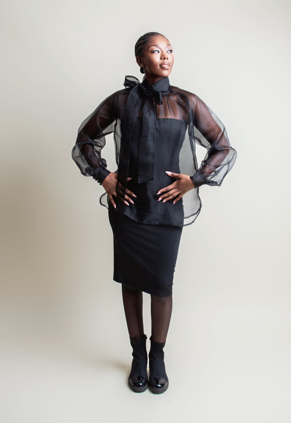 Organza bow blouse