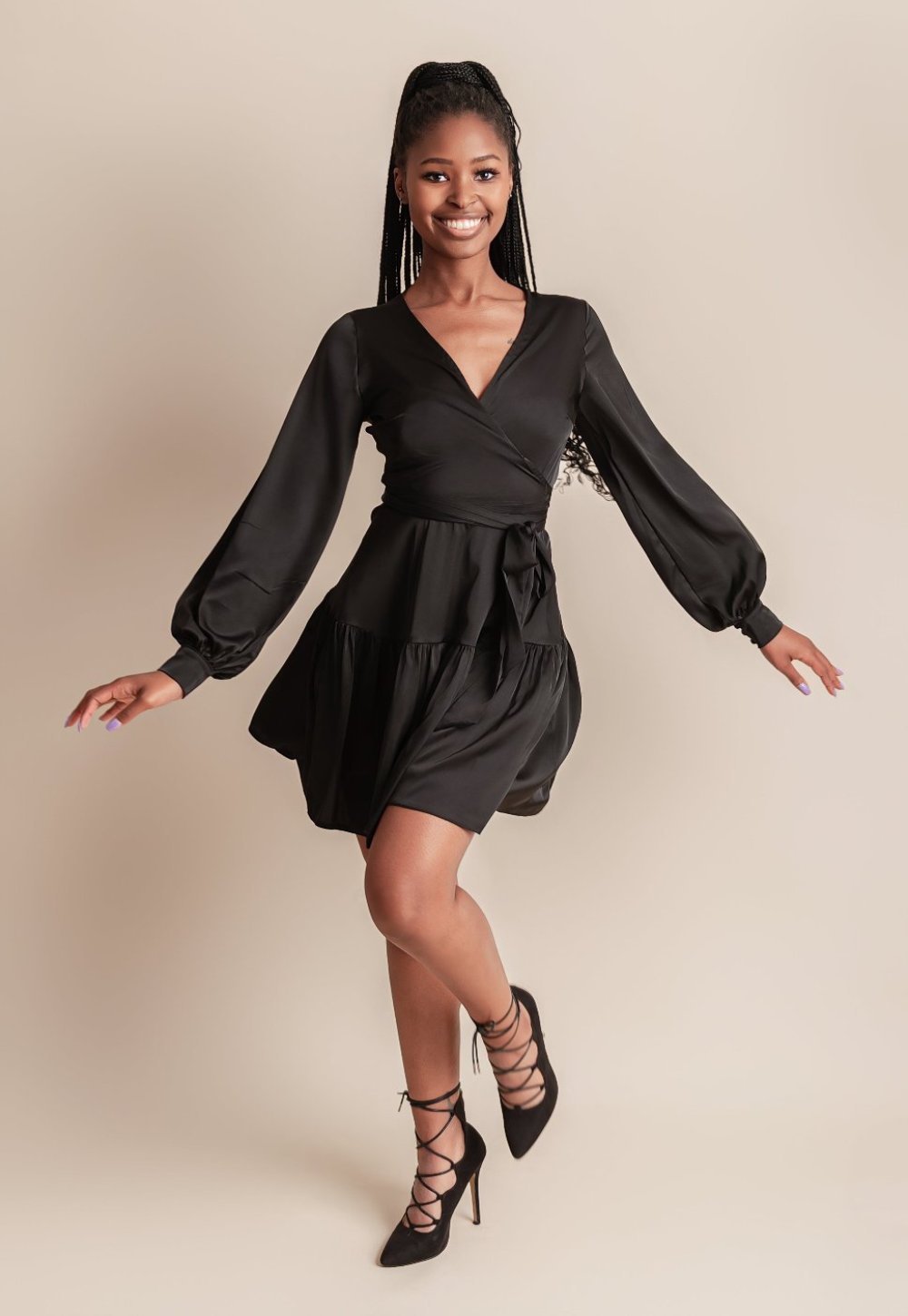 Mini satin wrap dress
