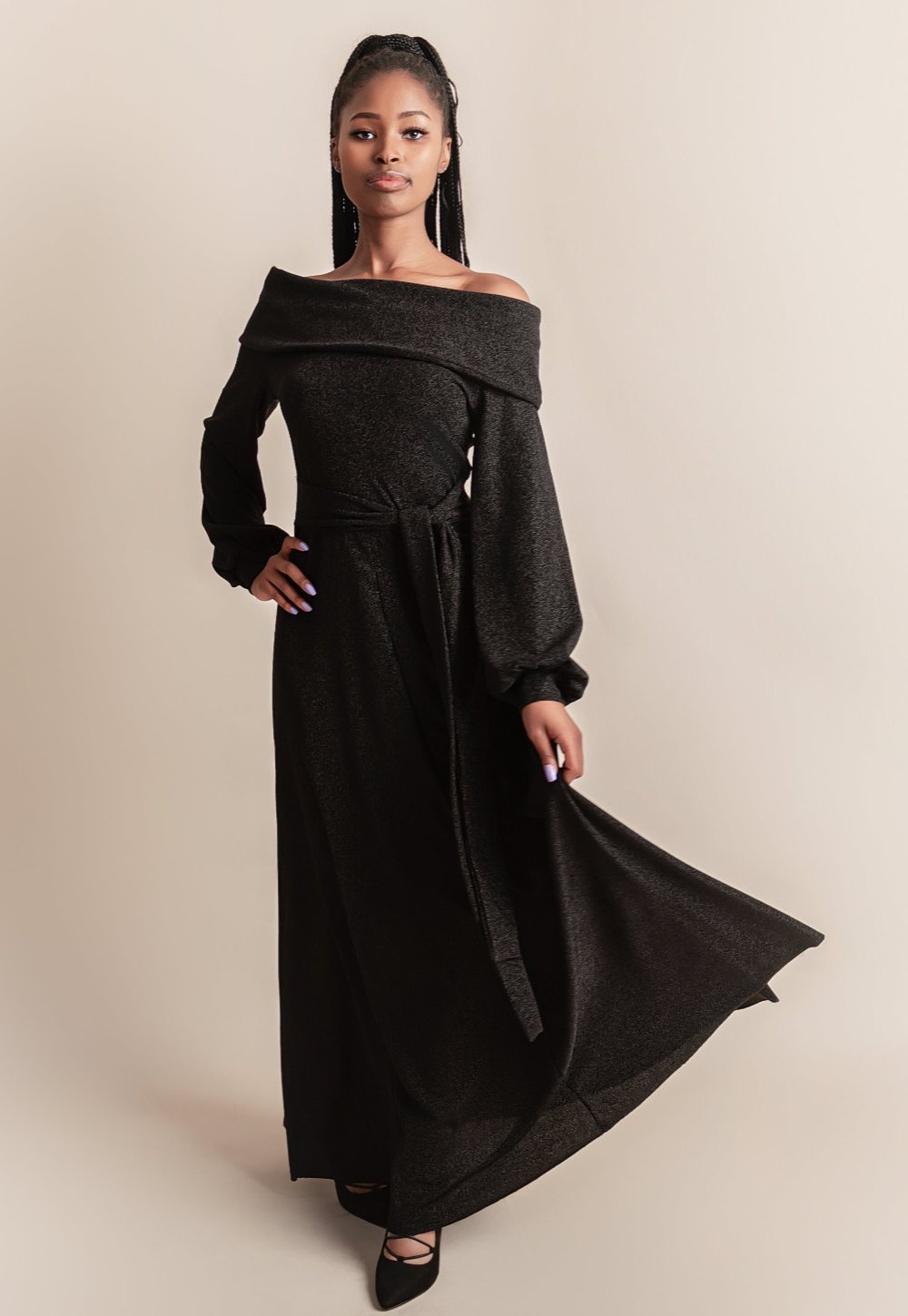 Fluidity moonlight dress in black bling for women