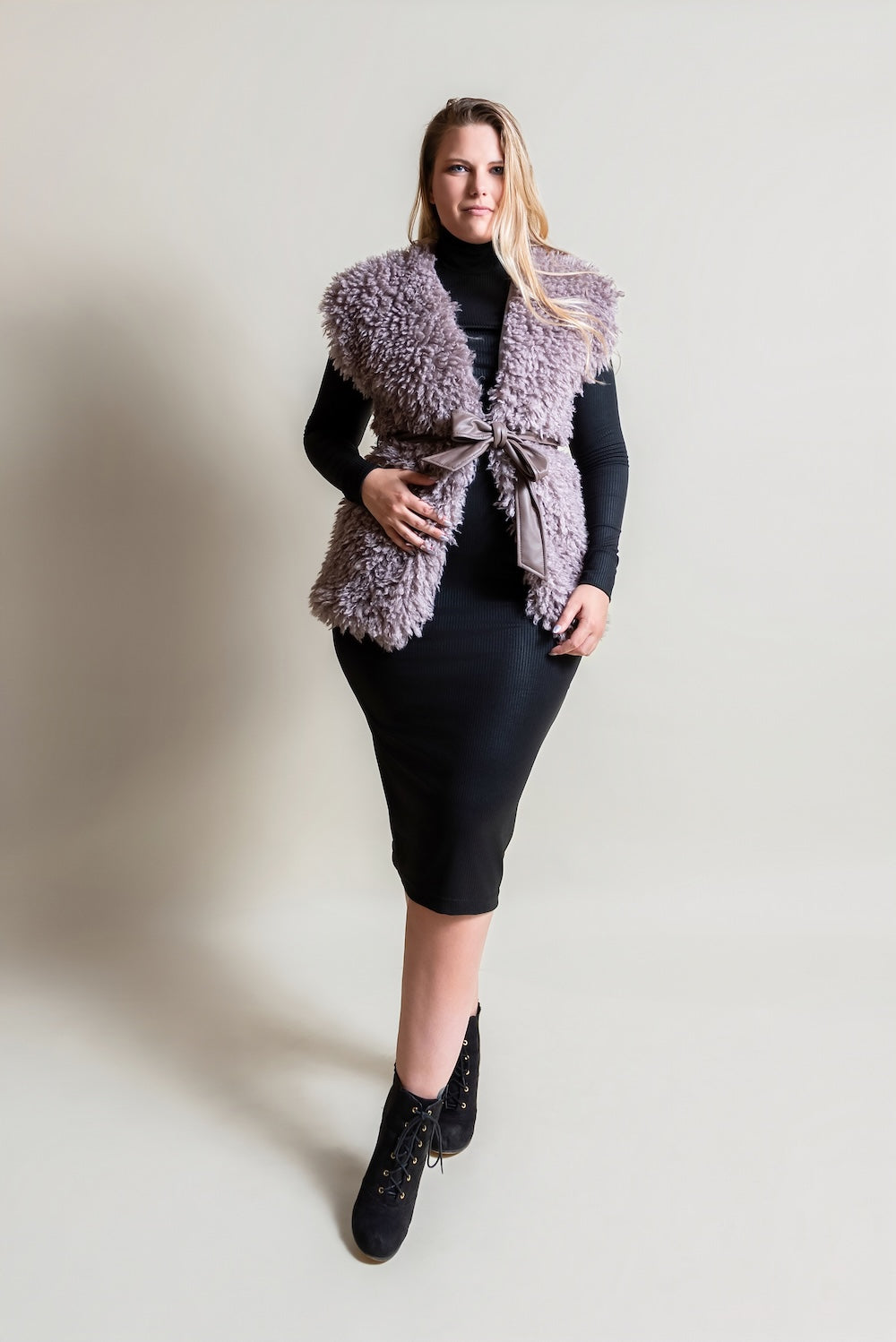 Faux Fur Gilet & Tie