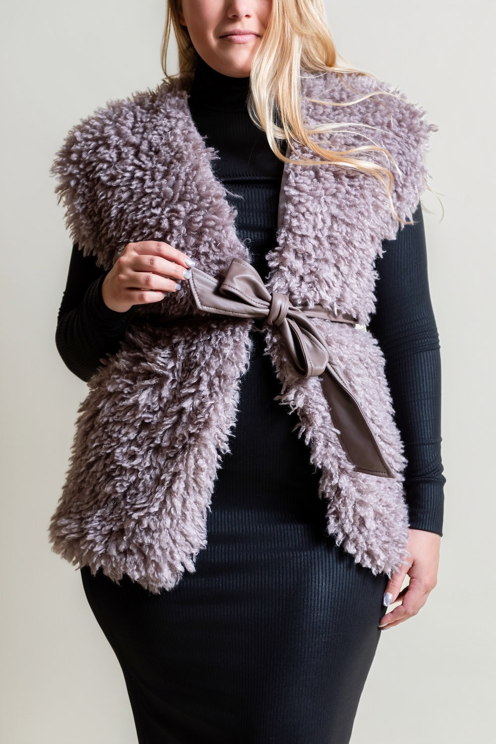 Faux Fur Gilet & Tie