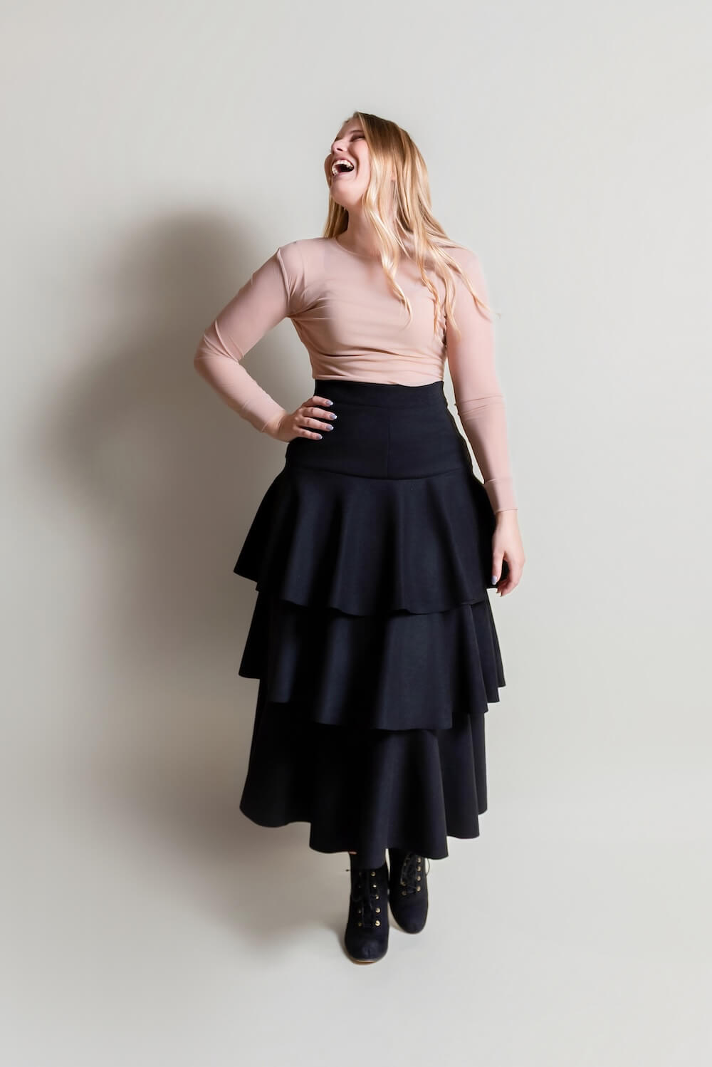 Suede Waterfall Skirt