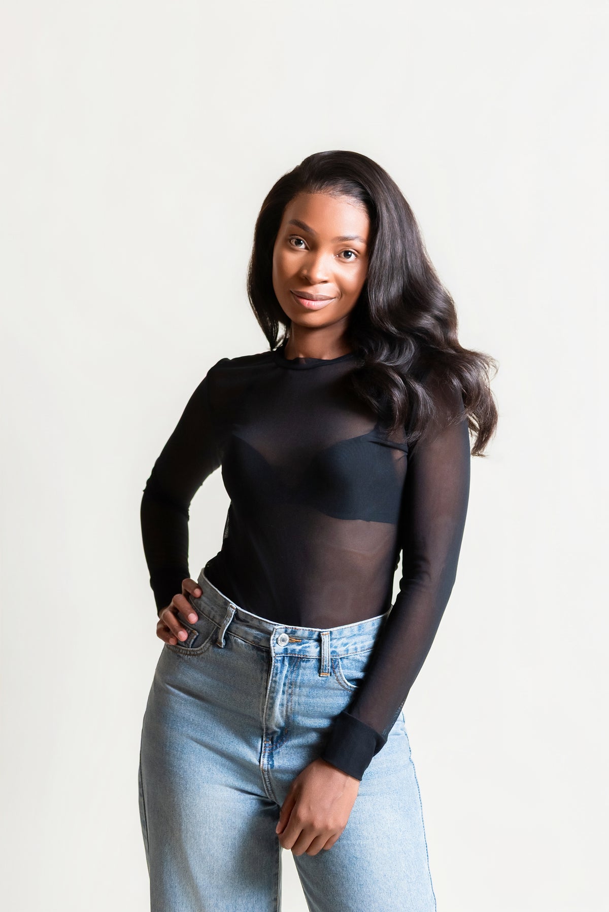 Round Neck Mesh Top