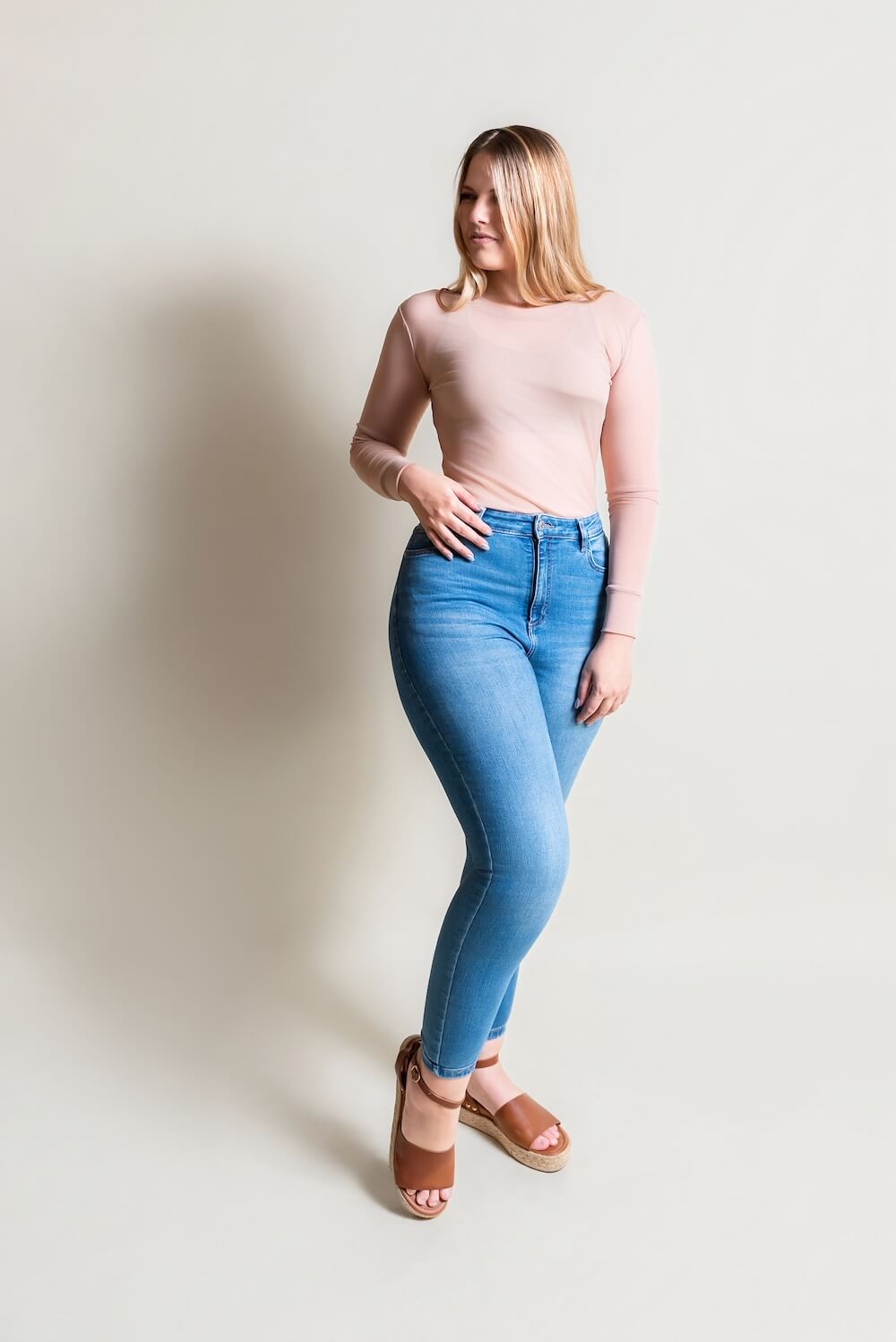 Round Neck Mesh Top