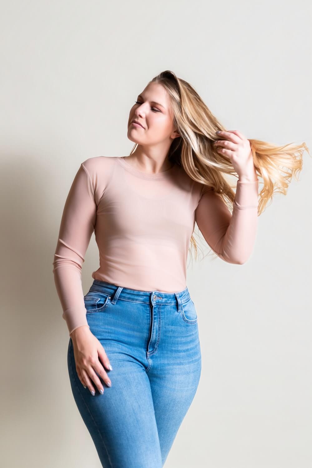 Round Neck Mesh Top