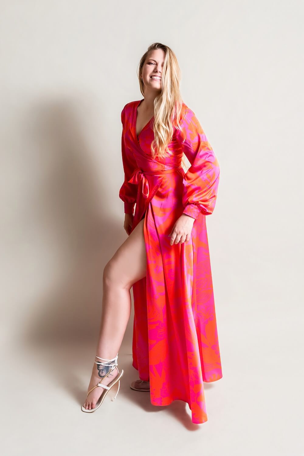 Satin wrap dress