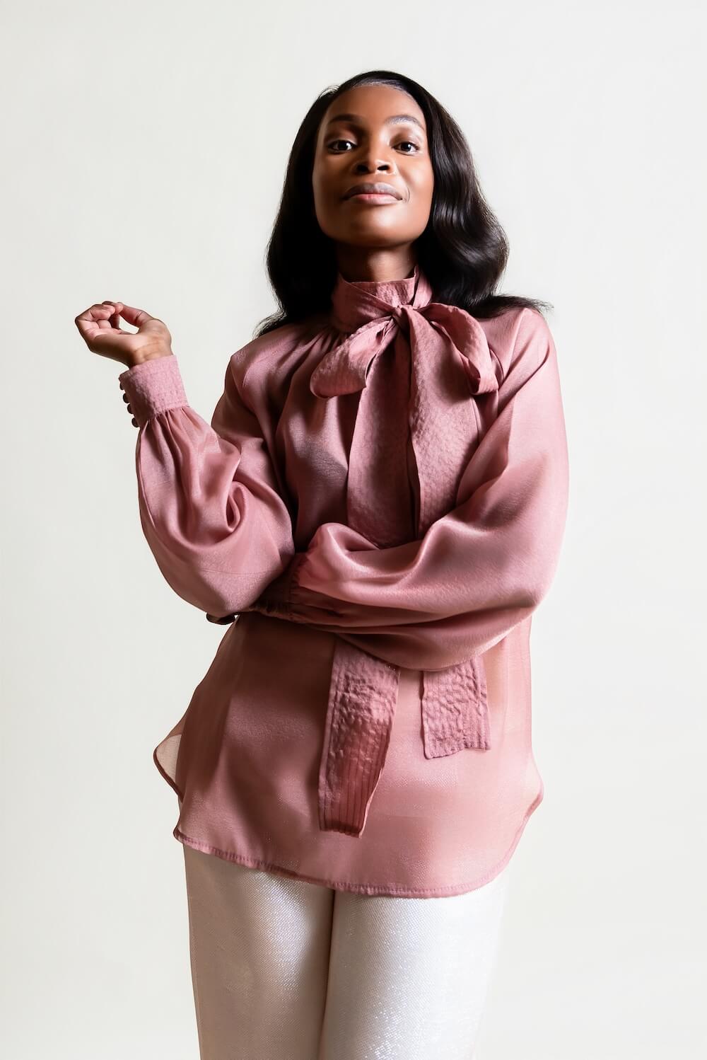 Organza bow blouse