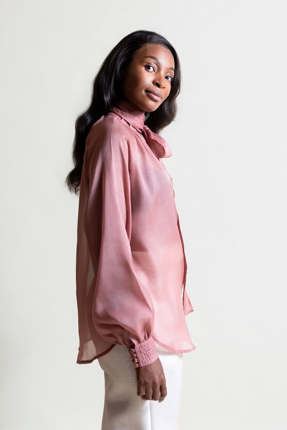 Organza bow blouse