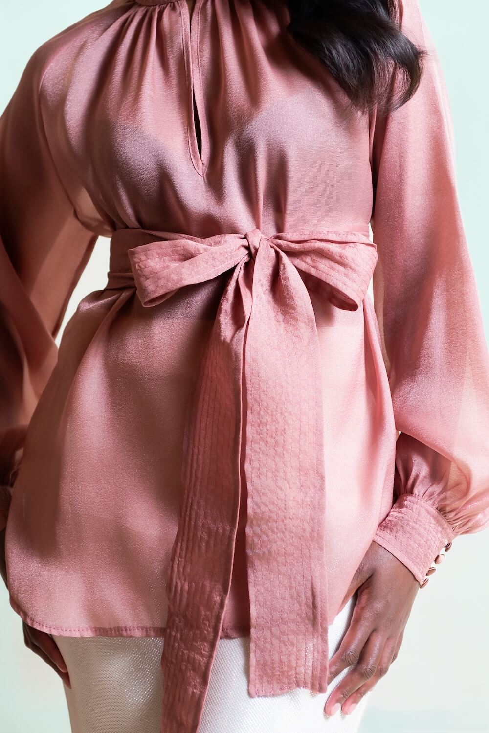 Organza bow blouse