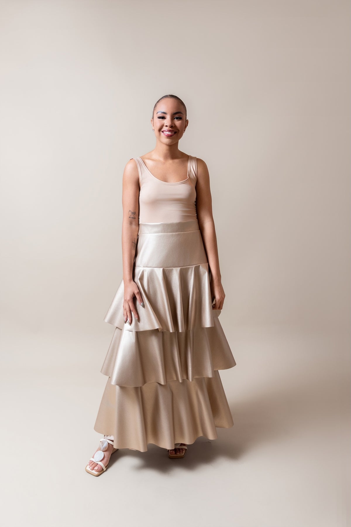 Waterfall pleather skirt