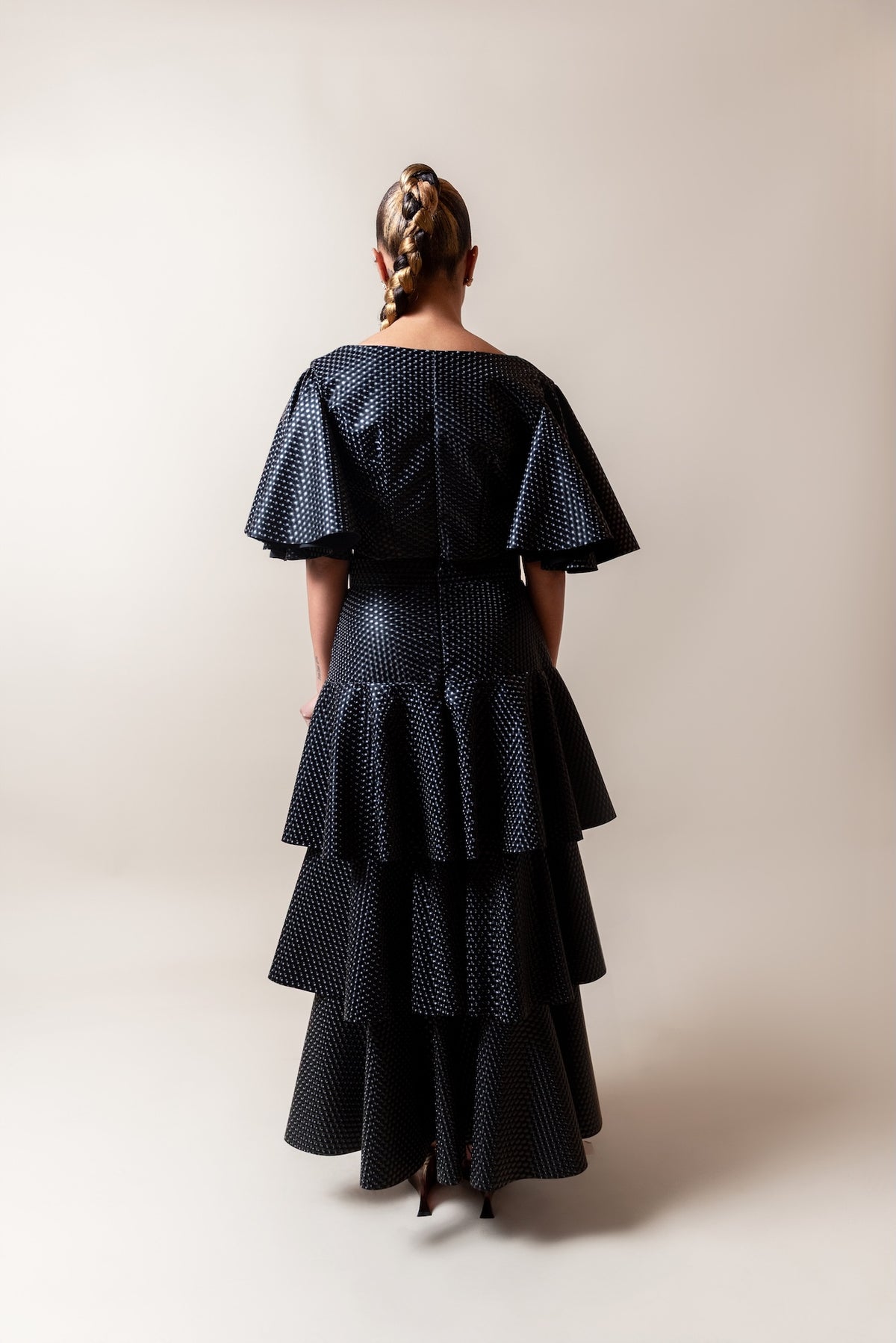 Waterfall pleather skirt