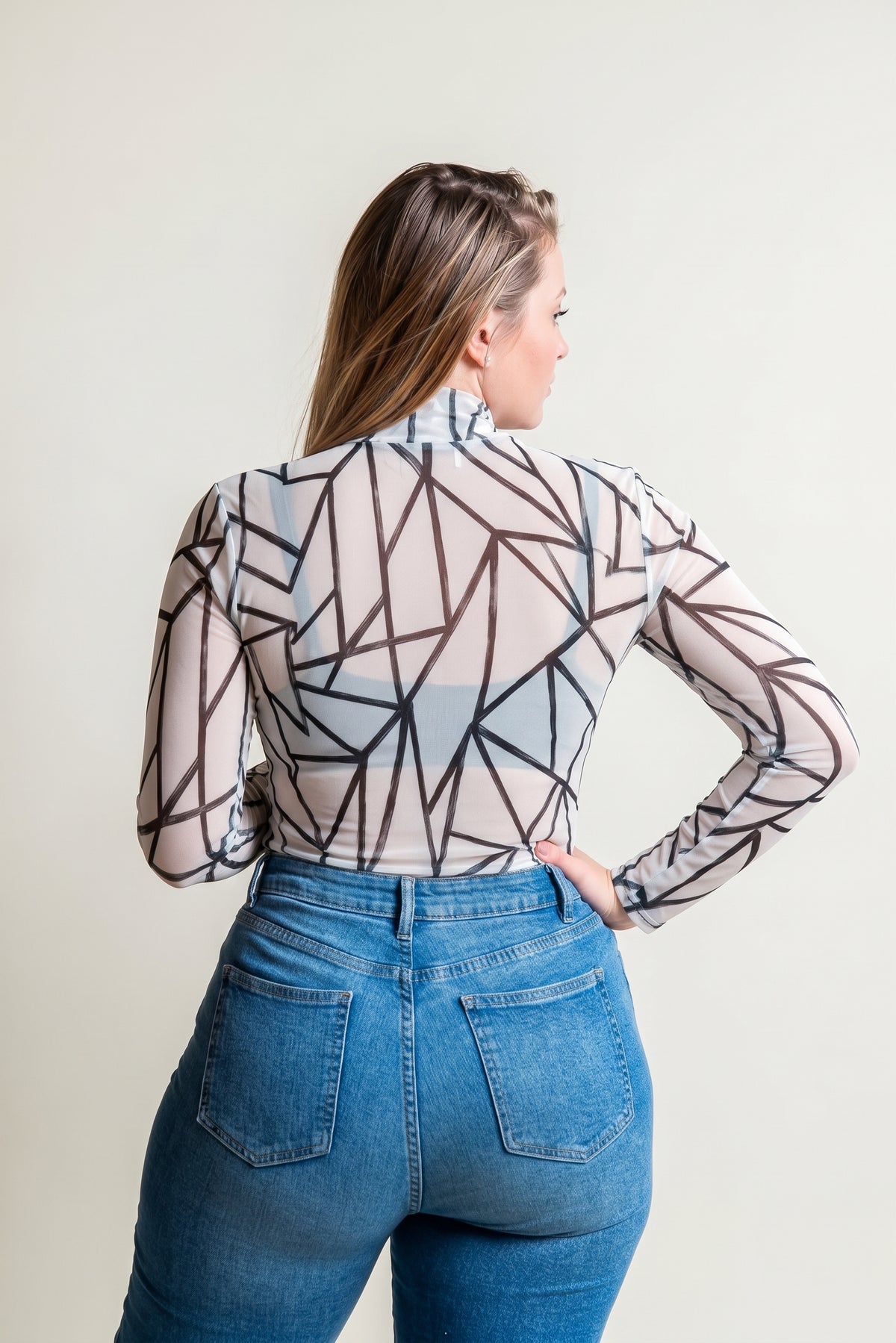 Turtle Neck Mesh Top