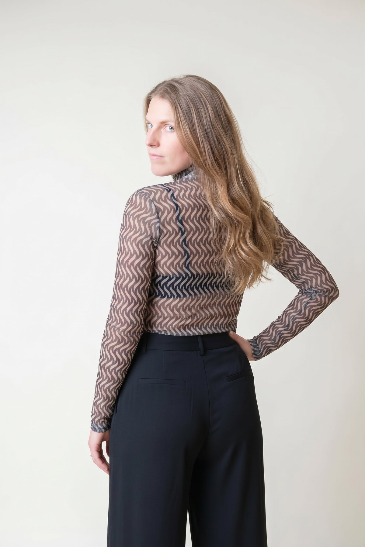 Turtle Neck Mesh Top