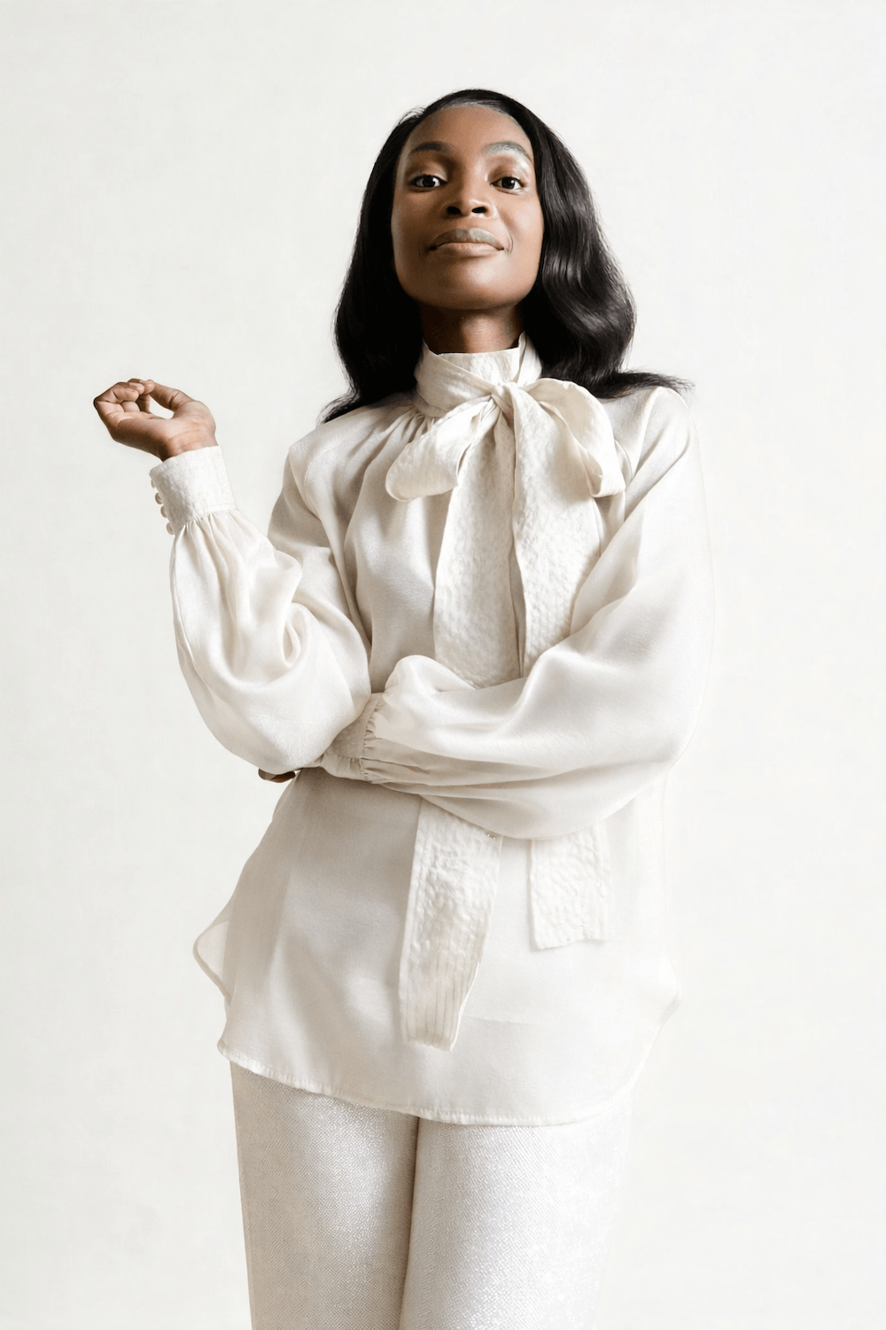 Organza bow blouse
