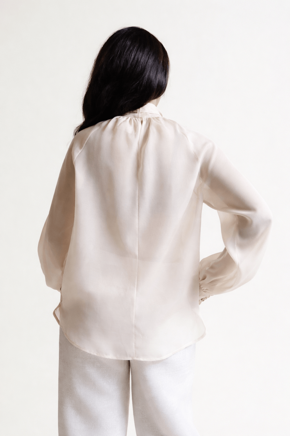 Organza bow blouse
