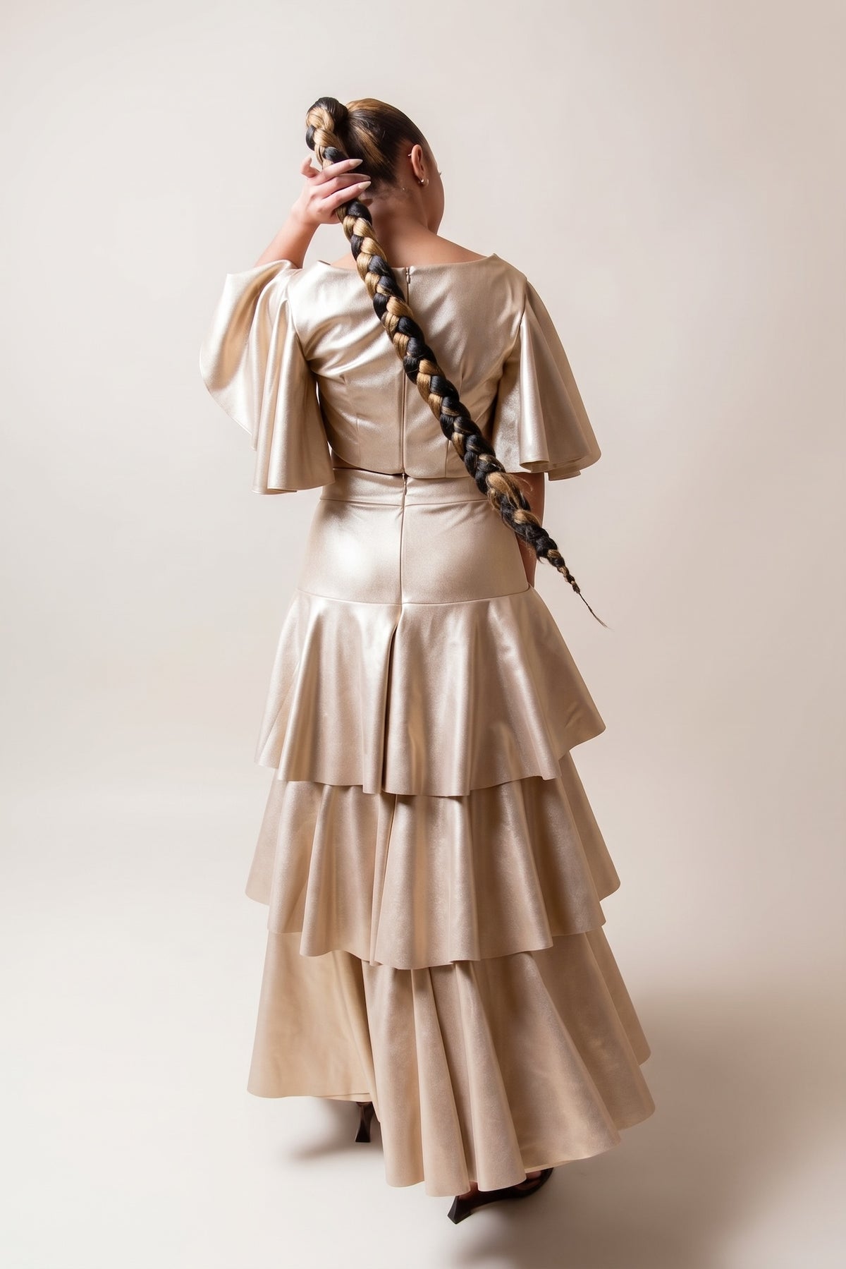 Waterfall pleather skirt