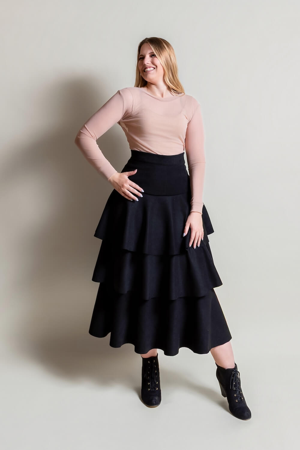Suede Waterfall Skirt