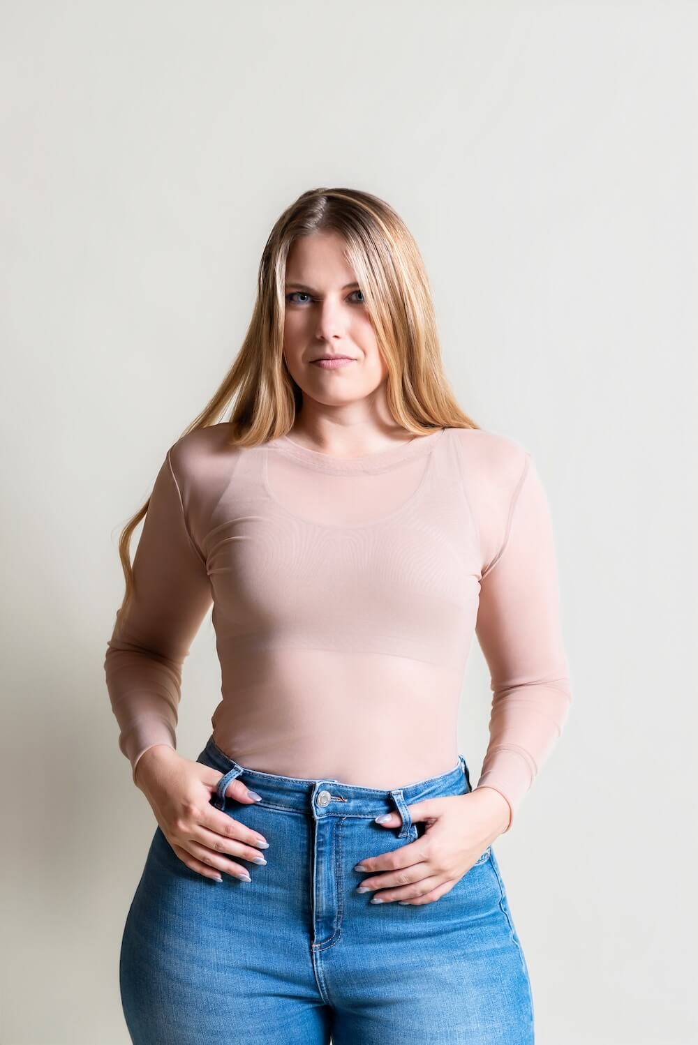 Round Neck Mesh Top