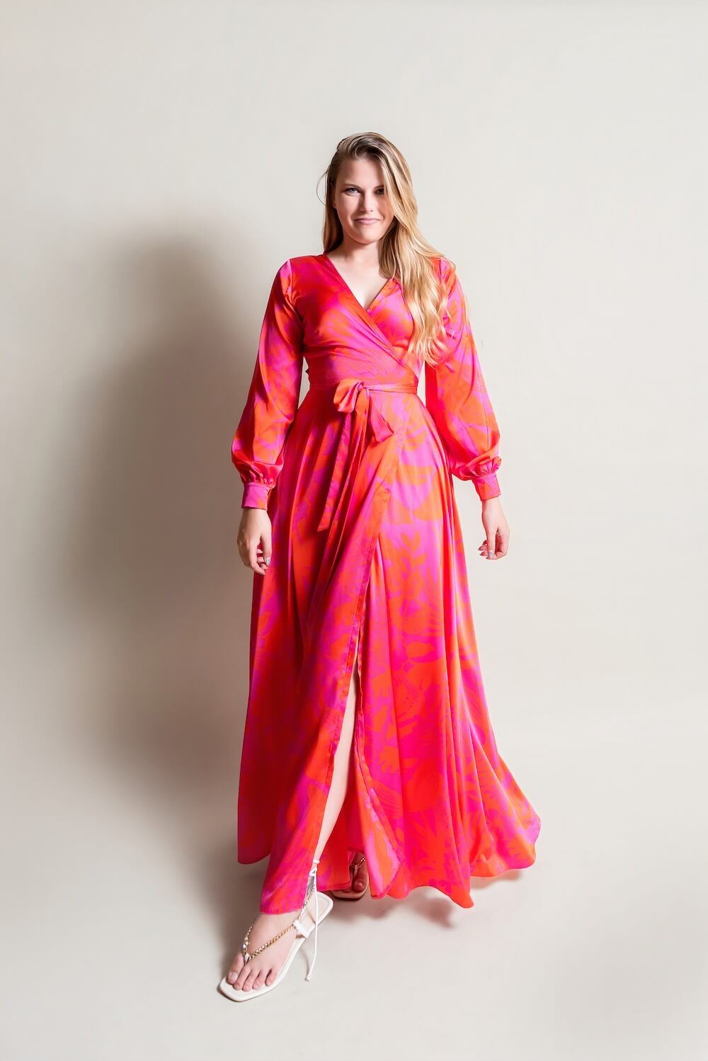 Satin wrap dress