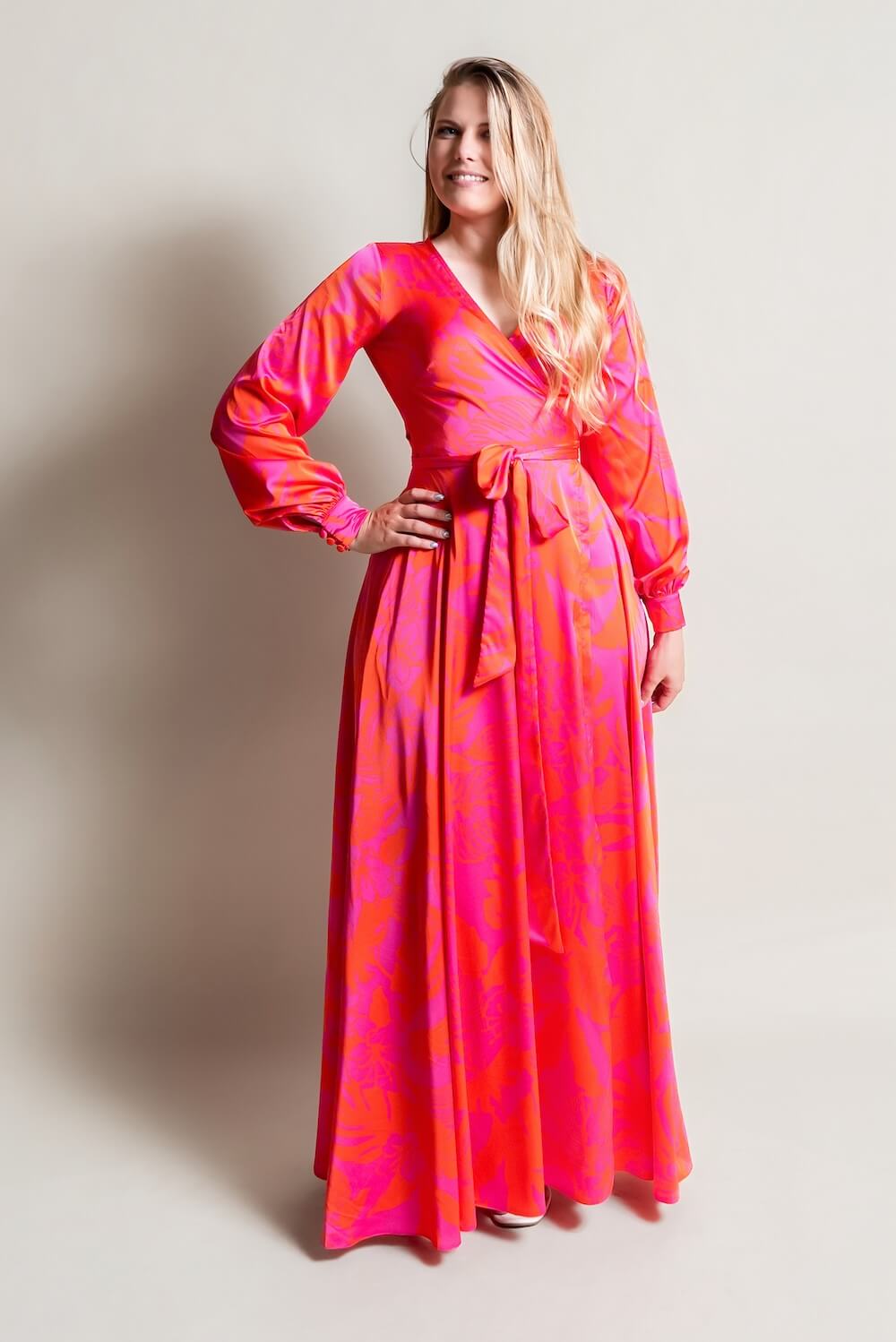 Satin wrap dress
