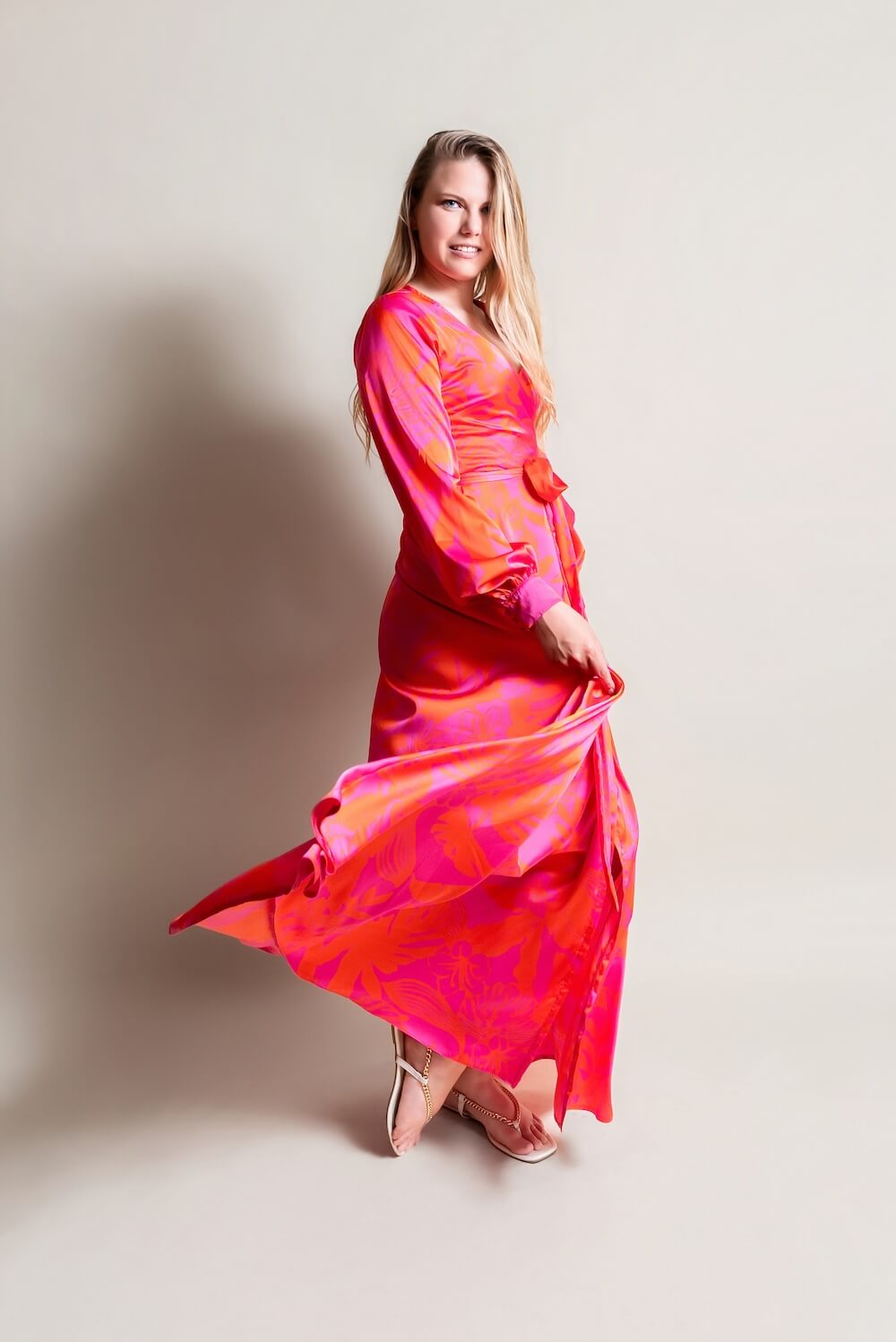 Satin wrap dress