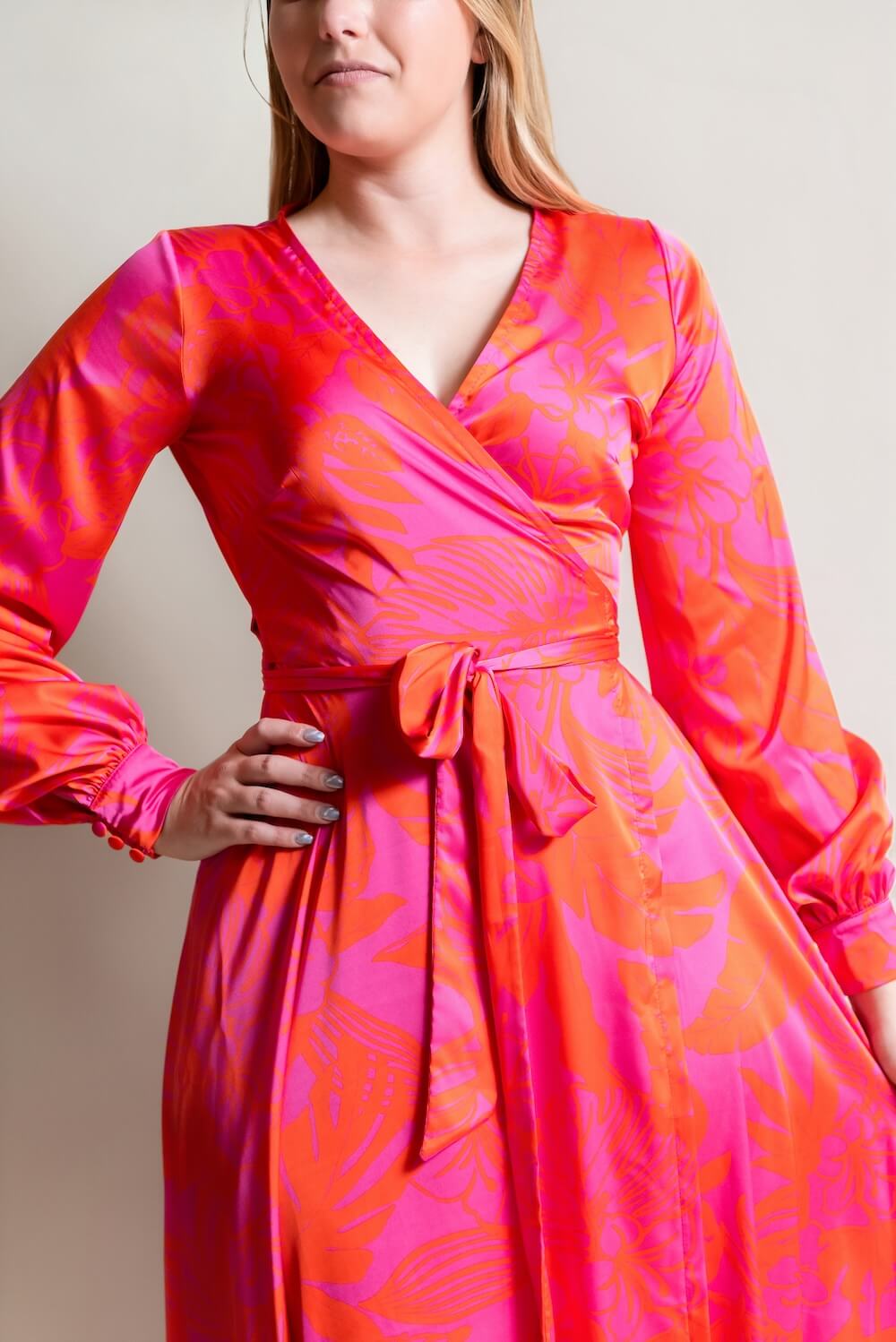 Satin wrap dress