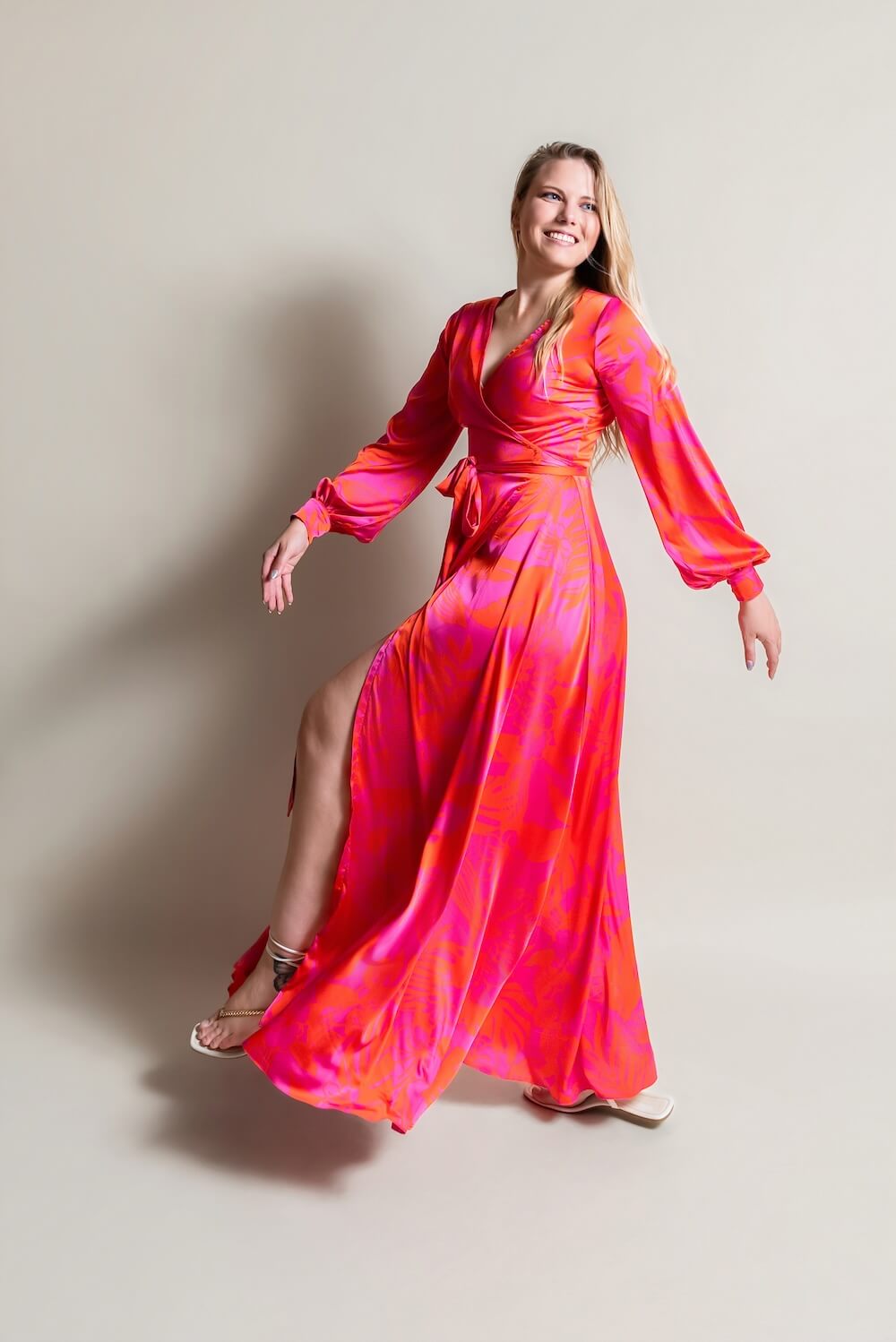 Satin wrap dress