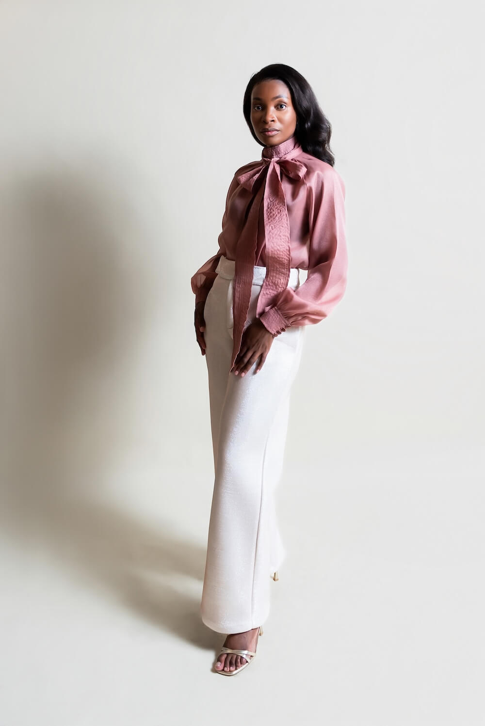 Organza bow blouse