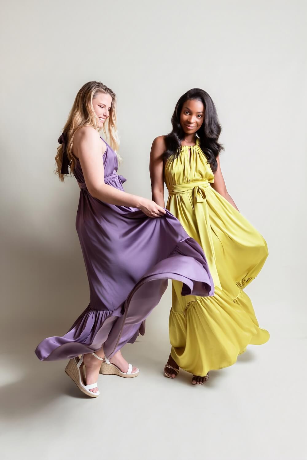 De Chine Frill Dress in Lilac
