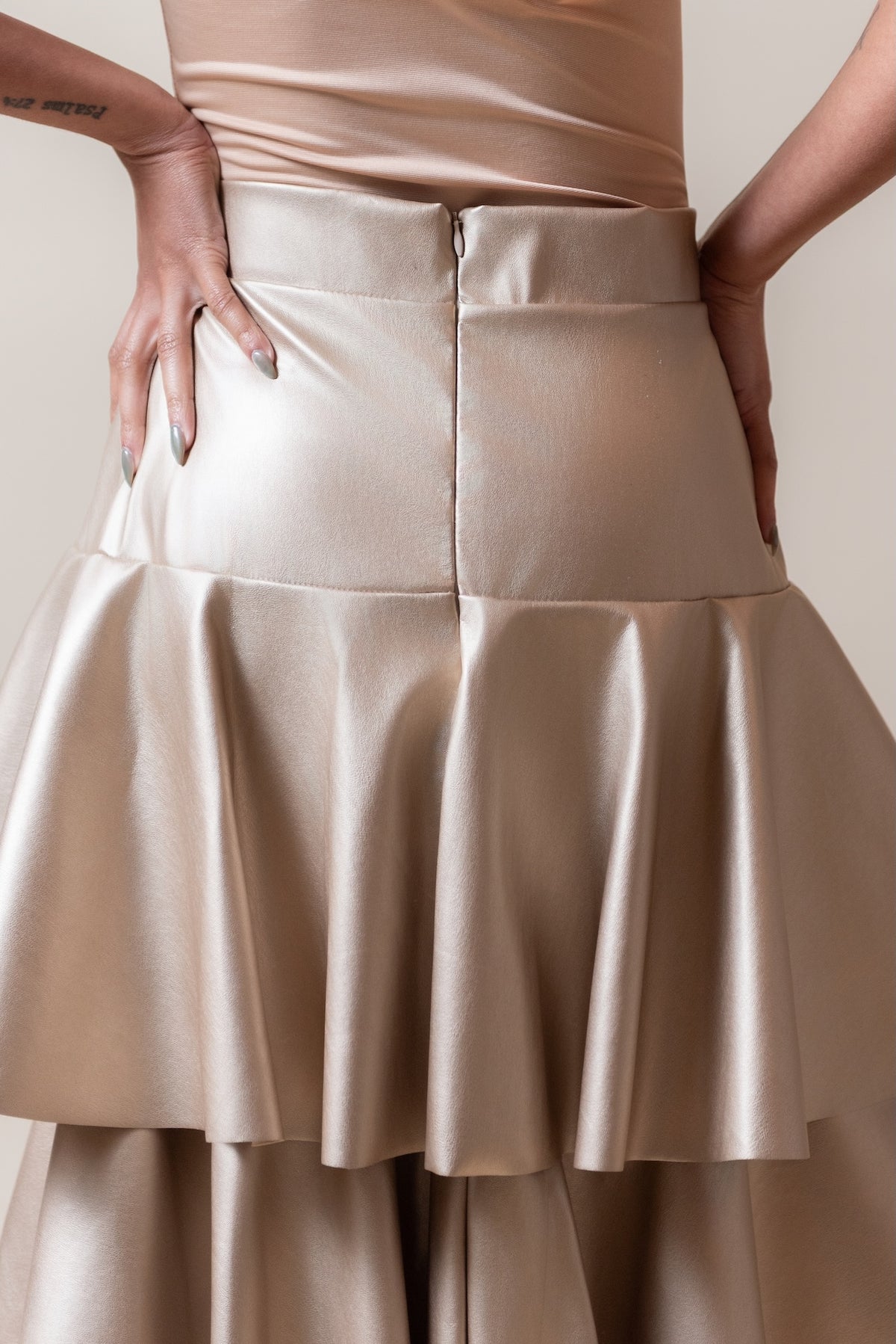Waterfall pleather skirt
