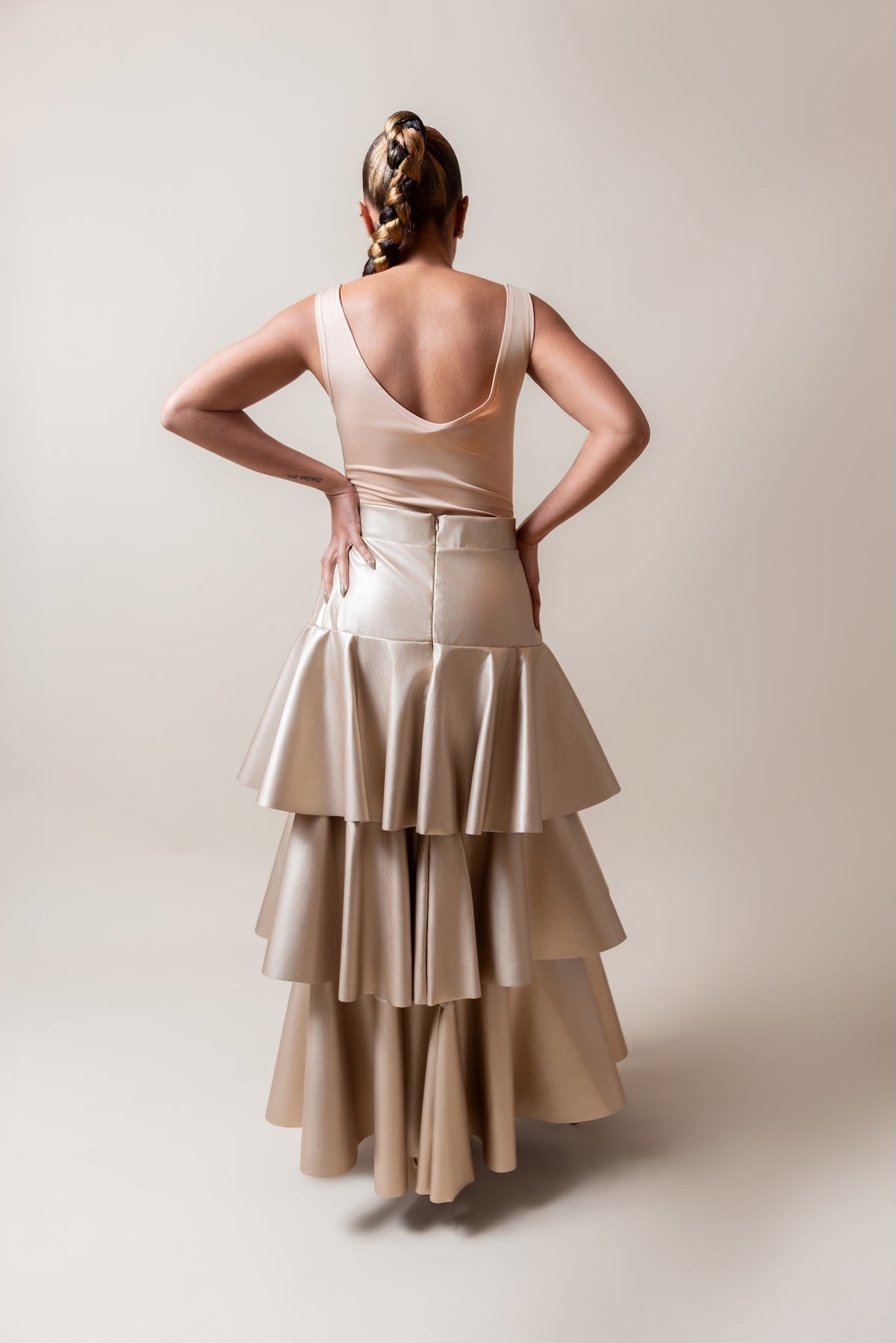 Waterfall pleather skirt