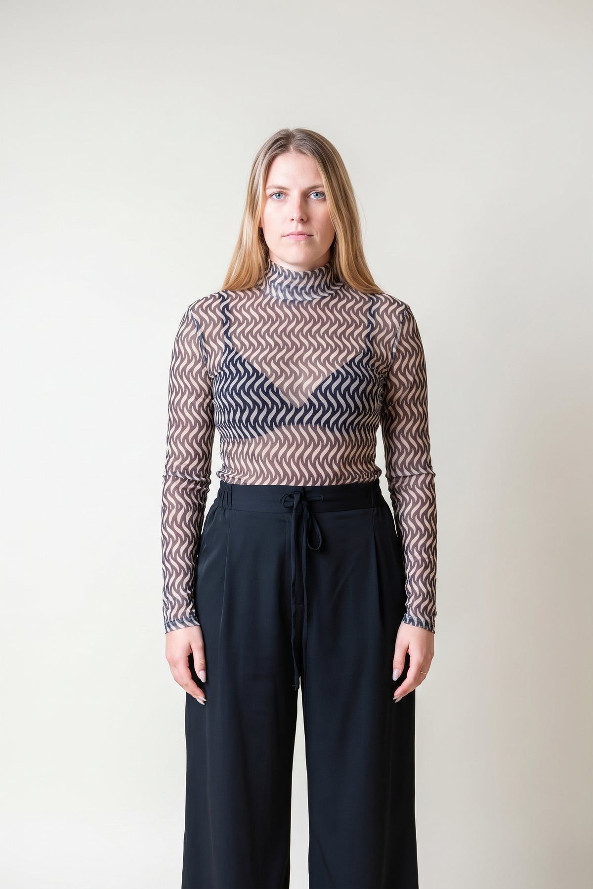 Turtle Neck Mesh Top