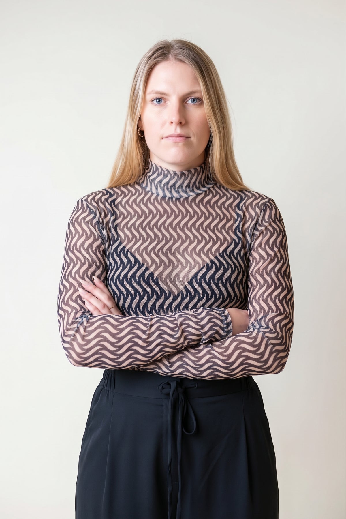 Turtle Neck Mesh Top