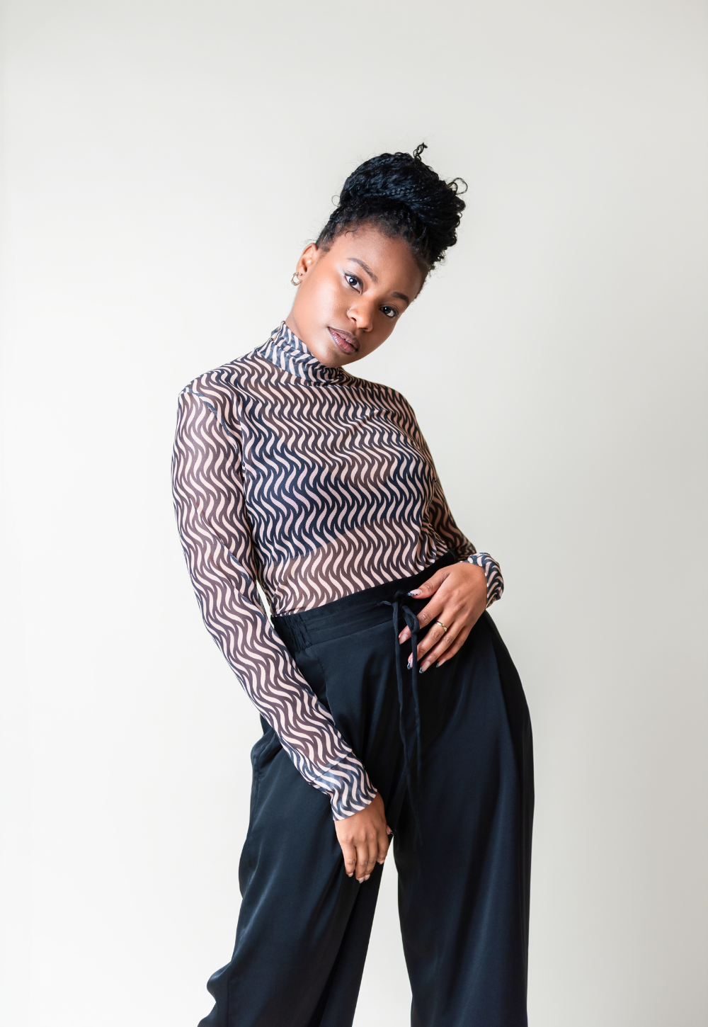Turtle Neck Mesh Top
