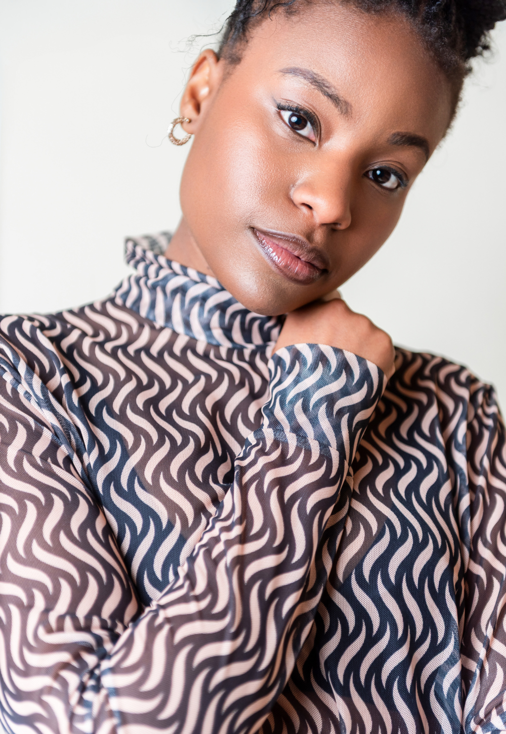 Turtle Neck Mesh Top